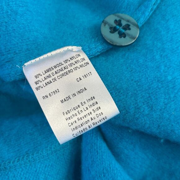 Sigrid Olsen Sport Turquoise Blue Lambs Wool Long Sleeve Lightweight Jacket LG - Picture 5 of 5